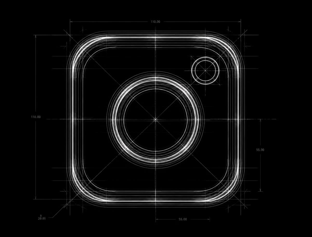 Wireframe sketch of the Instagram logo