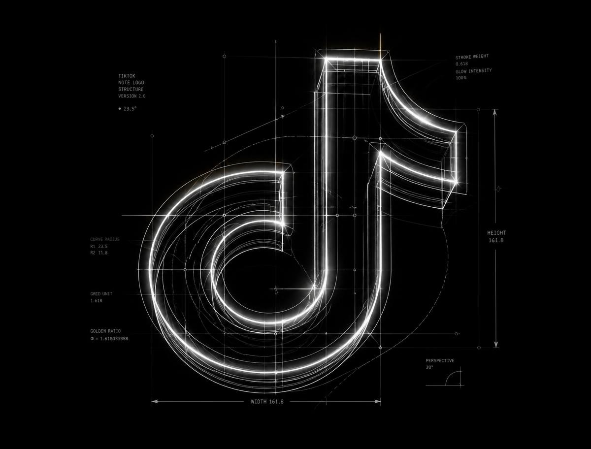 Wireframe sketch of the TikTok logo